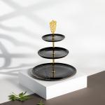 3 Layer Stand From Naqsh - Black + Gold MS Department Store Oman
