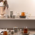Tea And Arabic Coffee Set 19 pcs From Mirral - Grey + Gold MS Department Store Oman