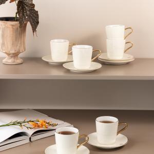 Porcelain Tea Set 12 Pcs From Mirral - White + Gold MS Department Store Oman