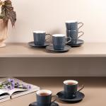 Porcelain Tea Set 12 Pcs From Mirral - Dark Blue + Silver MS Department Store Oman