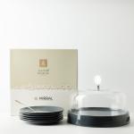 Cake Serving Set 9 Pcs From Mirral - Dark Blue + Silver MS Department Store Oman