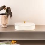 Large Date Bowl From Mirral - White + Gold MS Department Store Oman