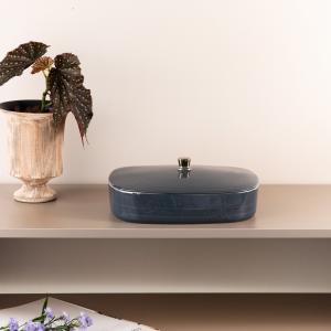 Large Date Bowl From Mirral - Dark Blue + Silver MS Department Store Oman