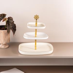 3 Layer Stand From Mirral - White + Gold MS Department Store Oman