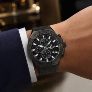 Daniel Klein Exclusive Men'S Black Chronograph Analog Watch With Black Leather Strap MS Department Store Oman