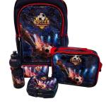 SCHOOL BAG TROLLEY 18" WITH LUNCH BAG, PENCIL CASE, DINNER SET & WATER BOTTLE WITH SOCER PRINT MS Department Store Oman