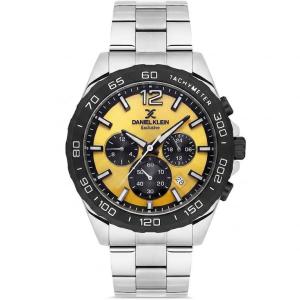 Daniel Klein Exclusive Men'S Stainless Steel Chronograph Watch – Yellow Dial & Black Tachymeter Bezel MS Department Store Oman