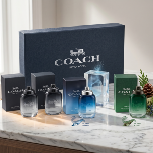 Coach 4 Piece Mens Mini Cologne Set 2 X Coach Ny, Blue, Green Nib MS Department Store Oman