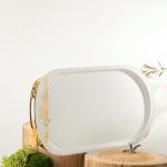 Iron Serving Tray From Liqaa - Pearl White + Gold MS Department Store Oman