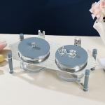 Nuts Serving Set 2 Bowl With Tray From Jiwar - Blue + Silver MS Department Store Oman