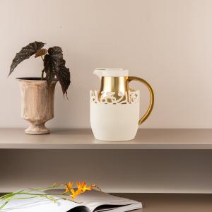 One Vacuum Flask For Tea And Coffee From Mirral - White + Matt Gold MS Department Store Oman