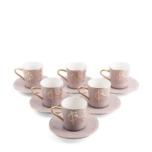 Otantik Porcelain Tea Set 12 Pcs From Jiwar Purple + Gold MS Department Store Oman