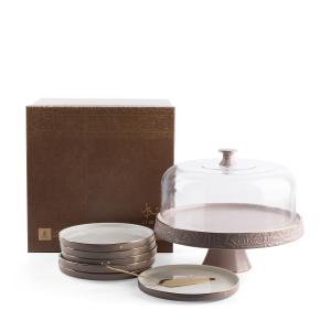 Otantik Cake Serving Set 9 Pcs From Jiwar Purple + Gold MS Department Store Oman