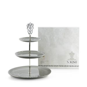Otantik 3 Layer Stand From Naqsh Grey + Silver MS Department Store Oman