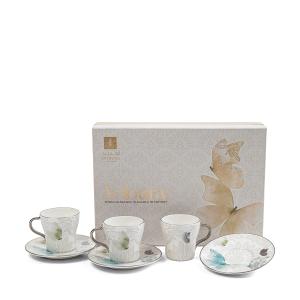 Otantik Porcelain Tea Set 12 Pcs From Veloura Blue + Silver MS Department Store Oman