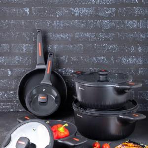 9 Pcs Magnum Series Crystal Ceramic Cookware - Blackblack MS Department Store Oman
