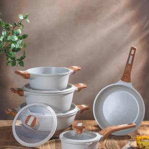 9 Pcs Phantom Series Crystal Ceramic Cookware Gray MS Department Store Oman
