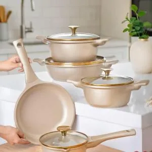 9 Pcs Stream Series Crystal Ceramic Cookwaregold MS Department Store Oman
