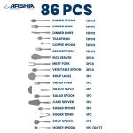 86Pcs Cutlery Stainless - Silver MS Department Store Oman