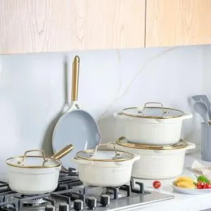 9 Pcs Vista Series Crystal Ceramic Cookwarecream MS Department Store Oman