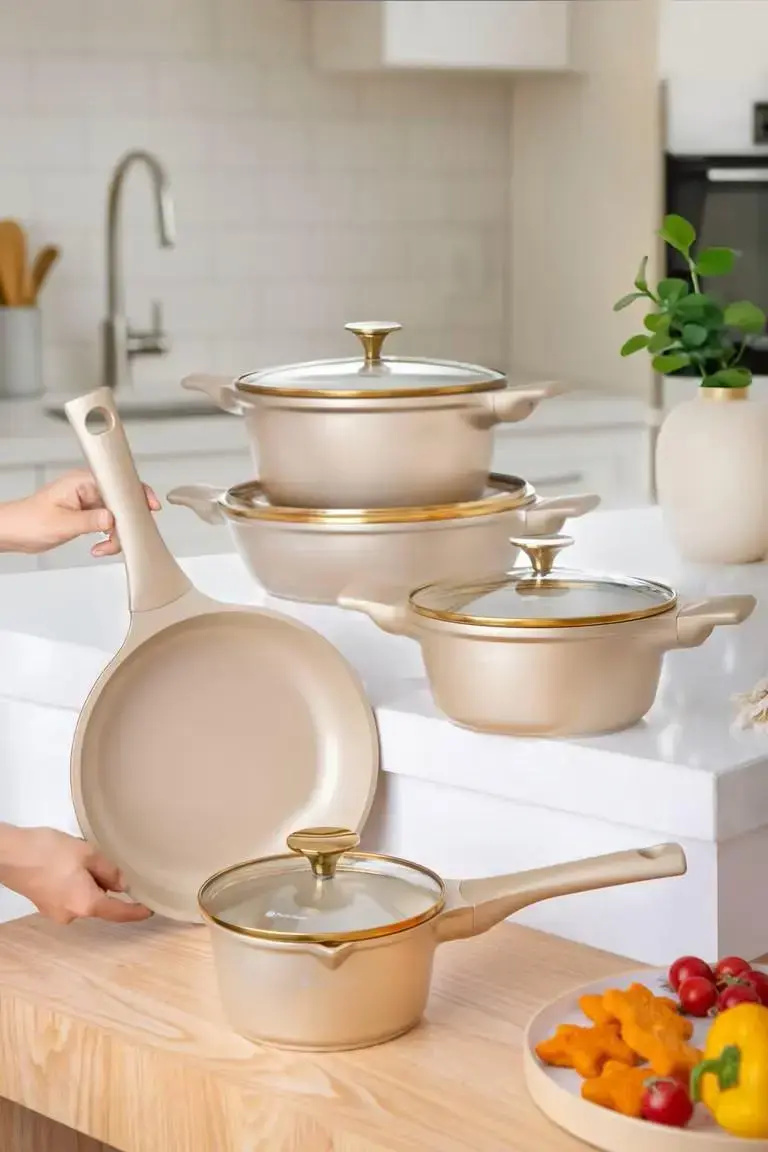 Parla Home 9 Pcs Stream Series Crystal Ceramic Cookwaregold MS Department Store Oman