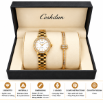 Ceshdun Women’s Gold-Tone Stone-Set Quartz Watch and Bangle Gift Set
