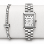 Ceshdun Women's Silver Dial Silver-Tone Rectangular Watch with Stone-Studded Bangle Gift Set