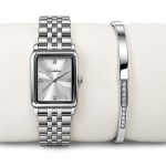Ceshdun Women’s Silver Dial Silver-Tone Rectangular Watch & Crystal Bracelet Set
