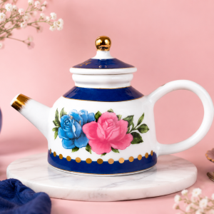 Floral Porcelain Teapot With Lid And Gold Trim MS Department Store Oman