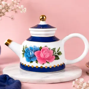 Floral Porcelain Teapot With Lid And Gold Trim MS Department Store Oman