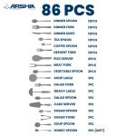 86Pcs Cutlery Set Stainless Steel - Silver MS Department Store Oman